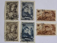 ZSRR - 29 lat Armii Czerwonej - Mi. 1111-13 A + B kasowane