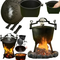 PALENISKO KOCIOŁEK ŻELIWNY 8L MYŚLIWSKI NA OGNISKO STOJAK