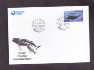 Wyspy Owcze - 1990 rok - FDC Koperta - znaczki nr 198 - wieloryb