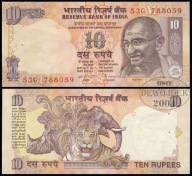 BNA - INDIE 10 Rupii 1996 seria 53G 788059 # M # P89c # Rangarajan # XF/UNC