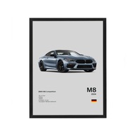 BMW M8 Plakat w Ramce z Szybką 20x30 Wysoka jakość