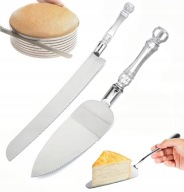 ŁOPATKA I NÓŻ SZPATUŁKA DO SERWOWANIA KROJENIA TORTU CIASTA KOMPLET ZESTAW