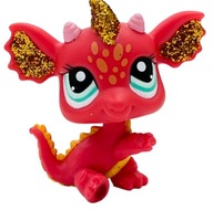 LPS FIGURKA KOLEKCJONERSKA LITTLEST PET SHOP SMOK DRAGON CZERWONY BROKATOWY