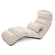 Fotel rozkładany Costway beżowy