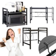 PÓŁKA KUCHENNA NA BLAT MIKROFALĘ STOJĄCA ORGANIZER REGULOWANA Z HAKAMI