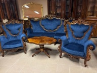 WŁOSKI KOMPLET WYPOCZYNKOWY 3+1+1 JAK NOWY WŁOSKI LUDWIK Meble Stylowe