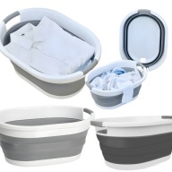 KOSZ NA PRANIE MISKA SKŁADANA SILIKONOWA DUŻA SOLIDNA REGULOWANA MOCNA 24L