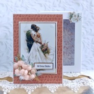 Piękna kartka ślubna w pudełku - ręcznie robiona