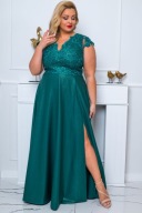 Carmen suknia wieczorowa plus size 48 lśniący zielony
