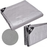 PLANDEKA GRUBA 4X4M SREBRNA MOCNA WZMACNIANA PŁACHTA WODOODPORNA PREMIUM