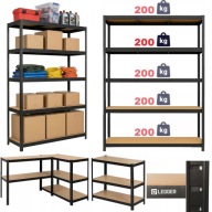 REGAŁ MAGAZYNOWY METALOWY MAGAZYNOWY CZARNY DO GARAŻU 1000KG LEGGER GARAŻ