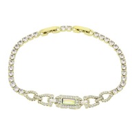 79732 BRANSOLETKA 14K POZŁACANA 19-17 CM 7 MM AB CRYSTAL Swarovski
