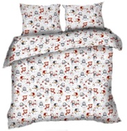 pościel bawełna lux 160x200 + 2x70x80 guzik B 589 bałwanki