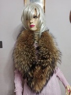 bardzo duży piękny KOŁNIERZ FUTRO NATURALNE JENOTA lisa