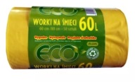 Worki na śmieci ŻÓŁTE 60l 50 sztuk ECO do PLASTIKU 80x60 LDPE