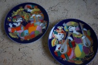 ROSENTHAL PORCELANA TALERZ PORCELANA Bjorn Wiinblad kobalt złoto Alladyn 2x