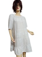 WŁOSKA SUKIENKA LNIANA 100% len haftowana z koronką falbany 42/44