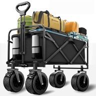 SKŁADANY WÓZEK TURYSTYCZNY ogrodowy transportowy POJEMNY 120L + SIATKA