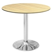 OKRĄGŁY STÓŁ LUGANO| Blat w kolorze dębu| chromowana noga 70cm