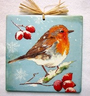 Robótkownia Kafelek obrazek 15x15 Ptak Ptaki Rudzik