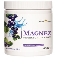 MAGNEZ w proszku Czarna Porzeczka DZIKA RÓŻA WITAMINA C cytrynian 400g