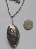 Vintage* srebrny naszyjnik z zawieszką -muszla paua abalone- srebro925