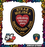23 Naszywka Straży Miejskiej m.st. Warszawy i czerwone serce – symbol WOŚP
