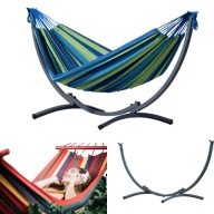 HUŚTAWKA HAMAK OGRODOWY ZE STELAŻEM DUŻY ZESTAW DO OGRODU NA TARAS