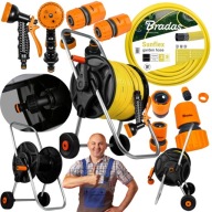 WĄŻ OGRODOWY NA BĘBNIE ZWIJANY ROZCIĄGLIWY 50M 1/2 Z WÓŻKIEM I PISTOLETEM