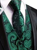 M L Kamizelka Krawat elegancka do garnituru ZIELONA CZARNA wesele