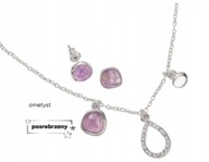 POSREBRZANY KOMPLET BIŻUTERII DARCIE Z AMETYSTEM AVON