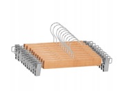 WIESZAKI DREWNIANE REGULOWANE X10 NA SPODNIE SPÓDNICE KLAMRY KLIPSY WIESZAK