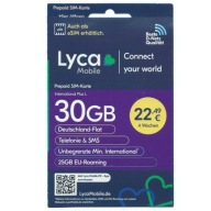 Lycamobile DE SIM Karte Internet International Plus L 30GB 25GB EU