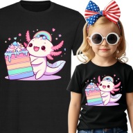 KOSZULKA DLA FANA AKSOLOTL DZIECIĘCA CZARNA PREZENT NA URODZINY L 152 cm