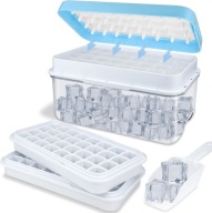 Pojemnik na kostki lodu z pokrywką, silikonowa forma do kostek lodu