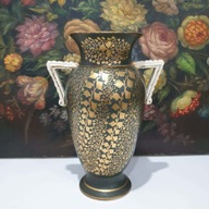 Duży wazon vintage – zielony ze złotym ornamentem, Anglia