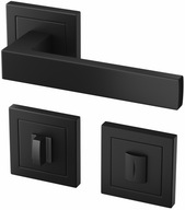 CZARNA KLAMKA ERGO KOMPLET ZE WSPOMAGANIEM ROZETY WC ŁAZIENKOWE GRATIS