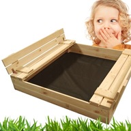 PIASKOWNICA DREWNIANA ZAMYKANA 120 CM Z ŁAWECZKAMI + GRATISY