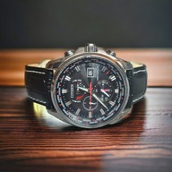 PASEK SKÓRZANY 23 MM MOTYLKOWE DO CITIZEN SERIA AT CZARNY BIAŁA NITKA