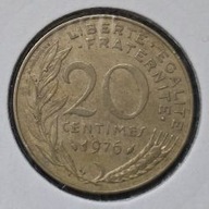 *FRANCJA [0112]*20 centymów CENTIMES 1976 Piąta Republika, Marianna Rośliny