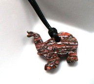 Jaspis leopardzi - wisiorek ze słoniem, na szczęście, uniseks