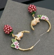 Kolczyki owoce leśne jeżyny maliny emalia kwiaty