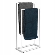 WIESZAK STOJĄCY NA RĘCZNIKI STOJAK ŁAZIENKOWY METALOWY 2 POZIOMY BIAŁY