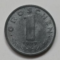 *AUSTRIA [0838]*1 grosz 1947 Druga Republika 1 GROSCHEN, Herb Orzeł