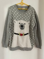 I SWETER ATMOSPHERE ŚWIATECZNY JASNY POPIEL Z MISIEM ŚNIEŻYNKI