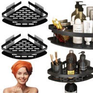 2 SZTUKI PÓŁEK DO ŁAZIENKI SAMOPRZYLEPNA NAROŻNA WISZĄCA CZARNA LOFT