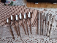 Zestaw - noże i łyżki z PRL - stal nierdzewna - 12 szt !!