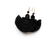 KOLCZYKI SUTASZ czarne BOHO chwost 100% hand made