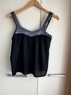 34 XS 36 S Old Navy czarna bluzka top na szelki cekiny impreza