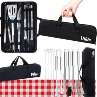 ZESTAW PRZYBORÓW DO GRILLA STALOWE SOLIDNE AKCESORIA 10x WYGODNA TORBA